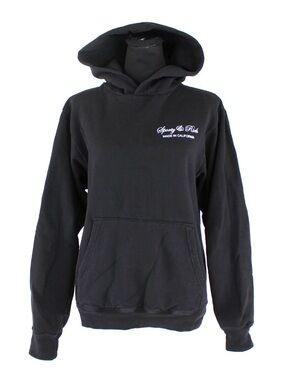 Sporty & Rich Black Hoodie with White Chest Logo XS